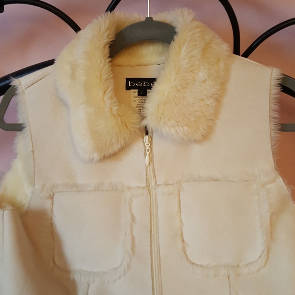 bebe Cream Furry Vest